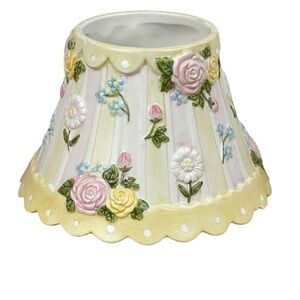 Robin Betterley Spring Floral Ceramic Candle Topper/Shade Large Candle 5” Tall